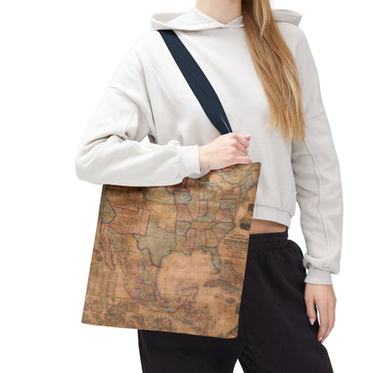 Vintage United States Map Tote Bag  Distressed Antique World Map All-Over Print Tote