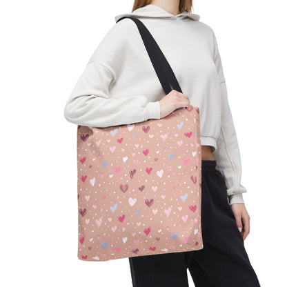 Pink Blush Heart Pattern Tote Bag