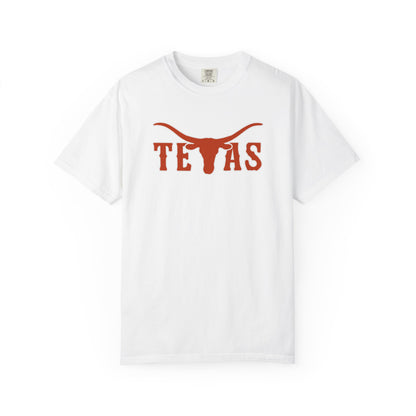 Texas Longhorns Graphic T-Shirt — Burnt Orange "TEXAS" with Longhorn Logo