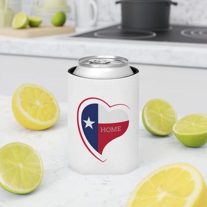 Texas Home Can Cooler, Heart Design, Beverage Insulator, Gift for Texan, Home State Pride, Summer BBQ Accessory, Texas Lovers