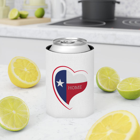Texas Home Can Cooler, Heart Design, Beverage Insulator, Gift for Texan, Home State Pride, Summer BBQ Accessory, Texas Lovers