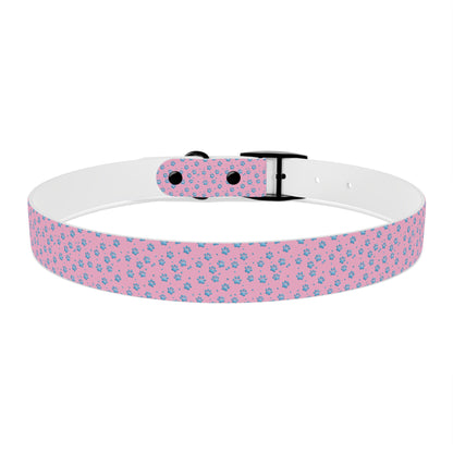 Pink Floral Paw Print Dog Collar — Cute Small Dog Collar for Puppies & Adults