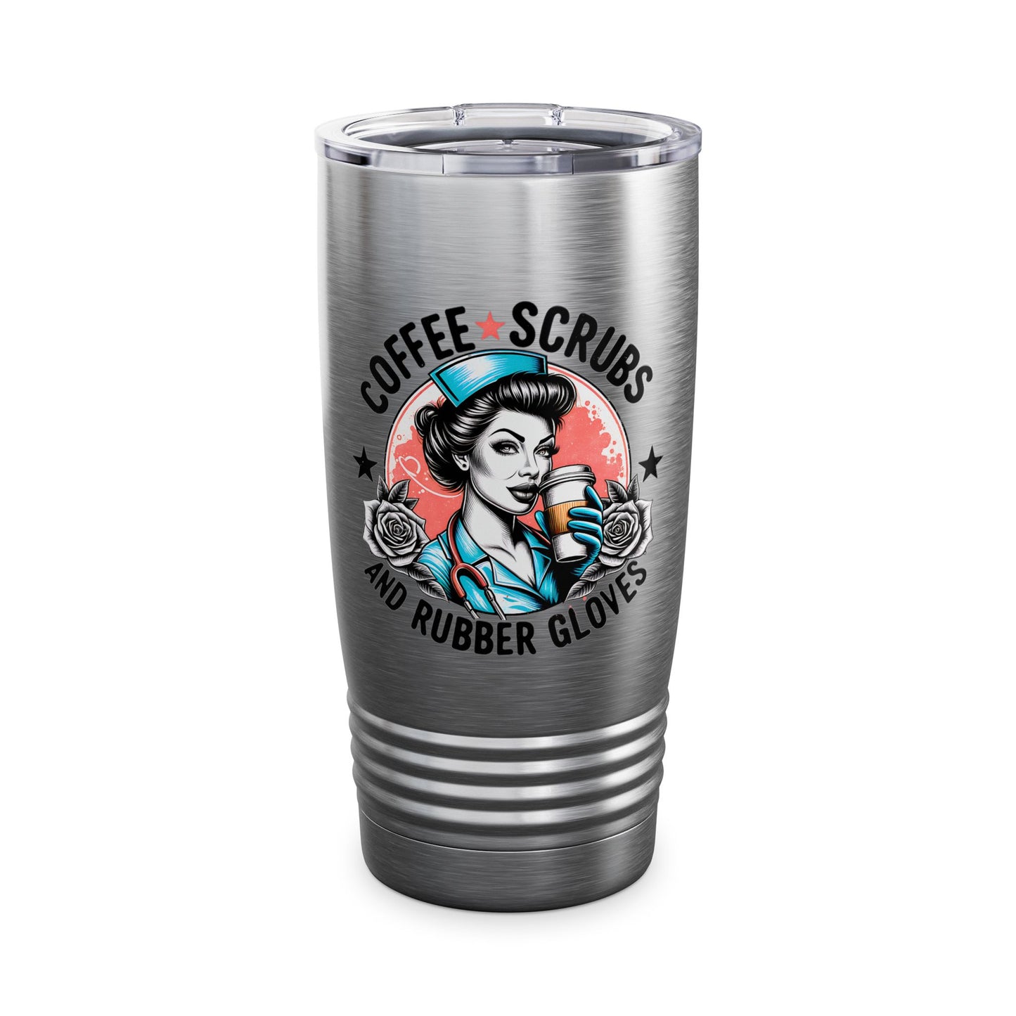 Coffee Scrubs and Rubber Gloves Nurse Coffee Tumbler, 20oz - Gift for Healthcare Workers, Funny Nurse Mug, Insulated Stainless Steel Travel Cup, Nursing Student Gift, [...]