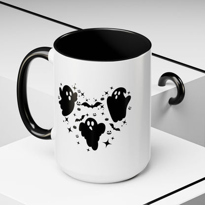 Halloween Ghost Heart Coffee Mug - Spooky Mug for Halloween, Cute Ghost Decor, Trick or Treat Mug, Goth Coffee Cup, Halloween Gift