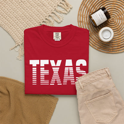 Texas Graphic T-Shirt – Retro Striped TEXAS Design, State Pride Tee