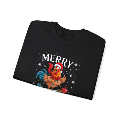 Christmas Rooster Sweatshirt - "Merry F‑Caw‑F" Funny Holiday Pullover