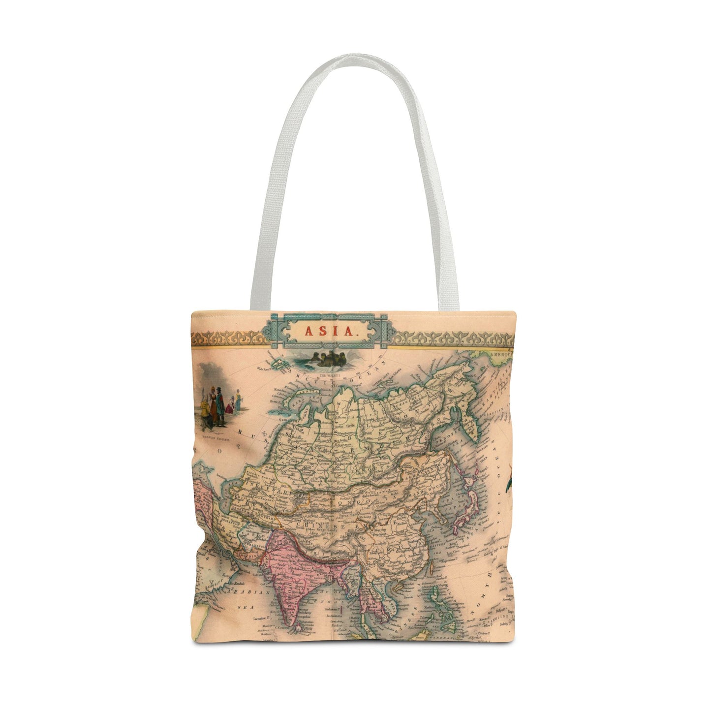 Vintage Map of Asia Tote Bag 3 Sizes