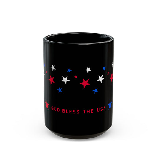 Patriotic Coffee Mug - God Bless the USA, Star-Spangled, 4th of July Gift, Christian Mug, Red White Blue Decor, Veteran Appreciation