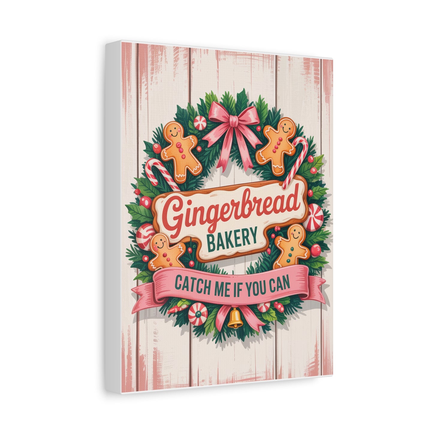 Gingerbread Bakery Holiday Canvas - "Catch Me If You Can" Christmas Wall Art