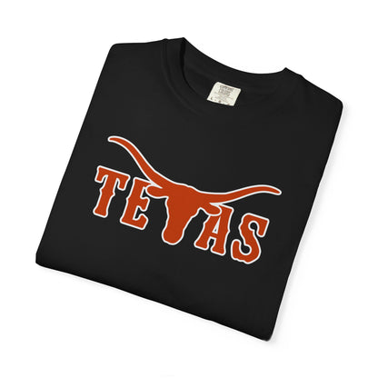 Texas Longhorns Graphic T-Shirt — Burnt Orange "TEXAS" with Longhorn Logo