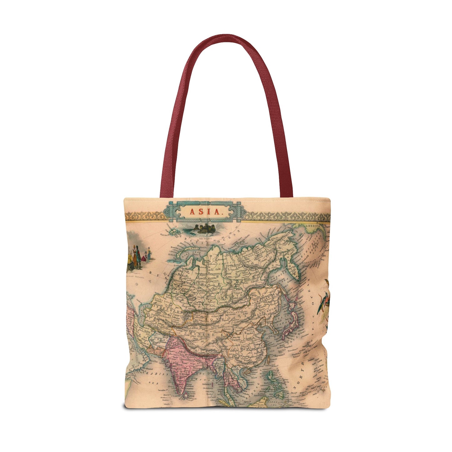 Vintage Map of Asia Tote Bag 3 Sizes