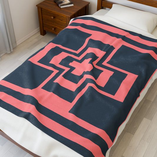 Modern Geometric Velveteen Plush Blanket - Cozy Home Decor