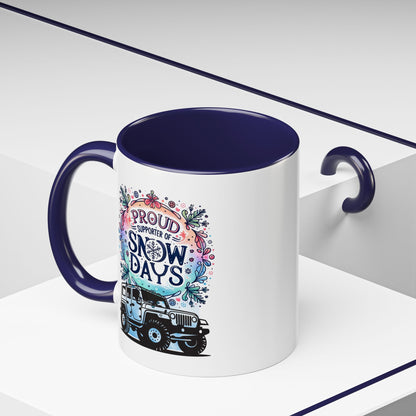 JEEP Coffee Mug Proud Supporter of Snow Days Jeep Coffee Mug, Accent Mug for Jeep Lovers, Winter Beverage Cup, Holiday Gift Idea, Fun Travel Mug