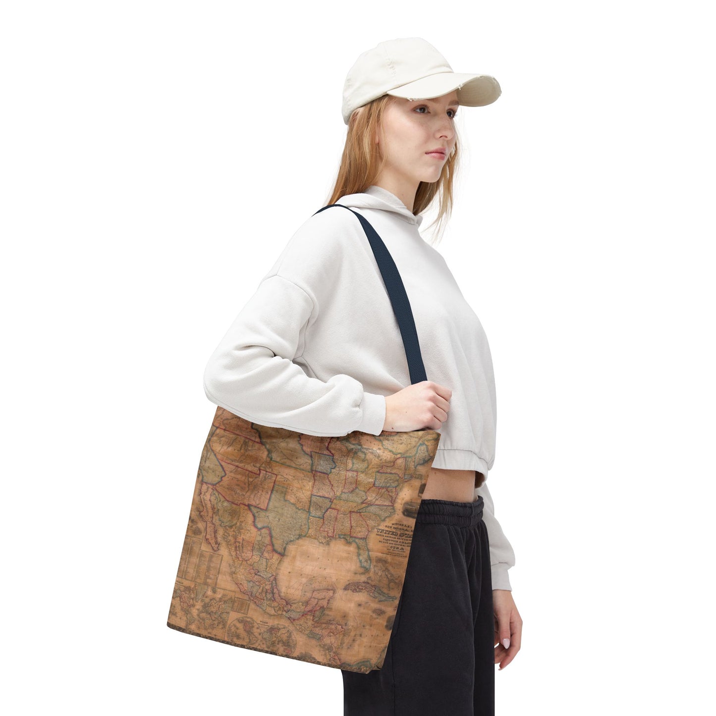 Vintage United States Map Tote Bag  Distressed Antique World Map All-Over Print Tote