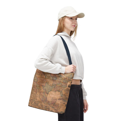 Vintage United States Map Tote Bag  Distressed Antique World Map All-Over Print Tote