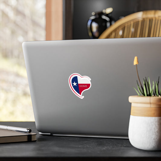 Texas Home Heart Kiss-Cut Vinyl Decals, Home Decor Stickers, Texas Sticker, Gift for Texas Lovers, Heart-Shaped Decal
