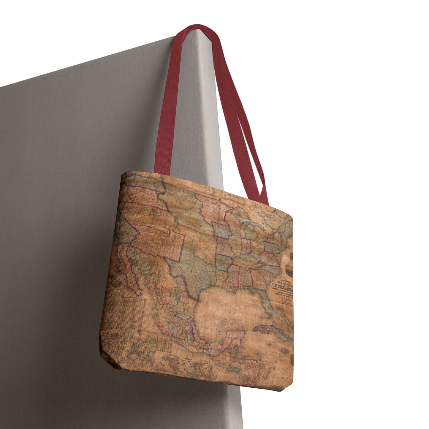 Vintage United States Map Tote Bag  Distressed Antique World Map All-Over Print Tote