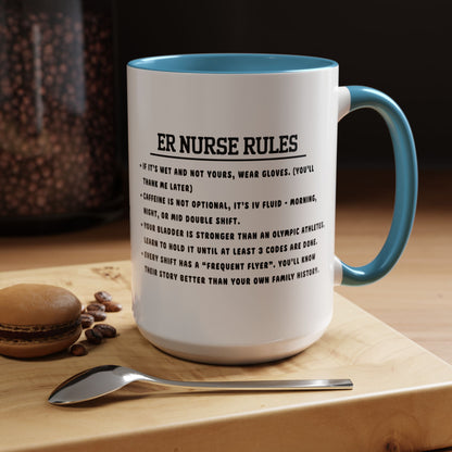 Nurse Rules Coffee Mug Funny Gift for Nurses Healthcare Professional Cup Nurse Appreciation Medical Humor Mug ER Nurse Style