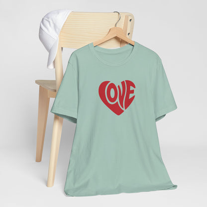 Love Heart T‑Shirt — Retro Red Heart 'LOVE' Graphic Tee