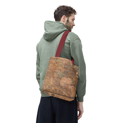 Vintage United States Map Tote Bag  Distressed Antique World Map All-Over Print Tote