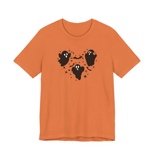Halloween Ghost Heart Unisex Tee | Fun Halloween T-Shirt, Spooky Apparel, Ghost Lover Gift, Autumn Fashion, Casual Wear