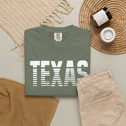 Texas Graphic T-Shirt – Retro Striped TEXAS Design, State Pride Tee