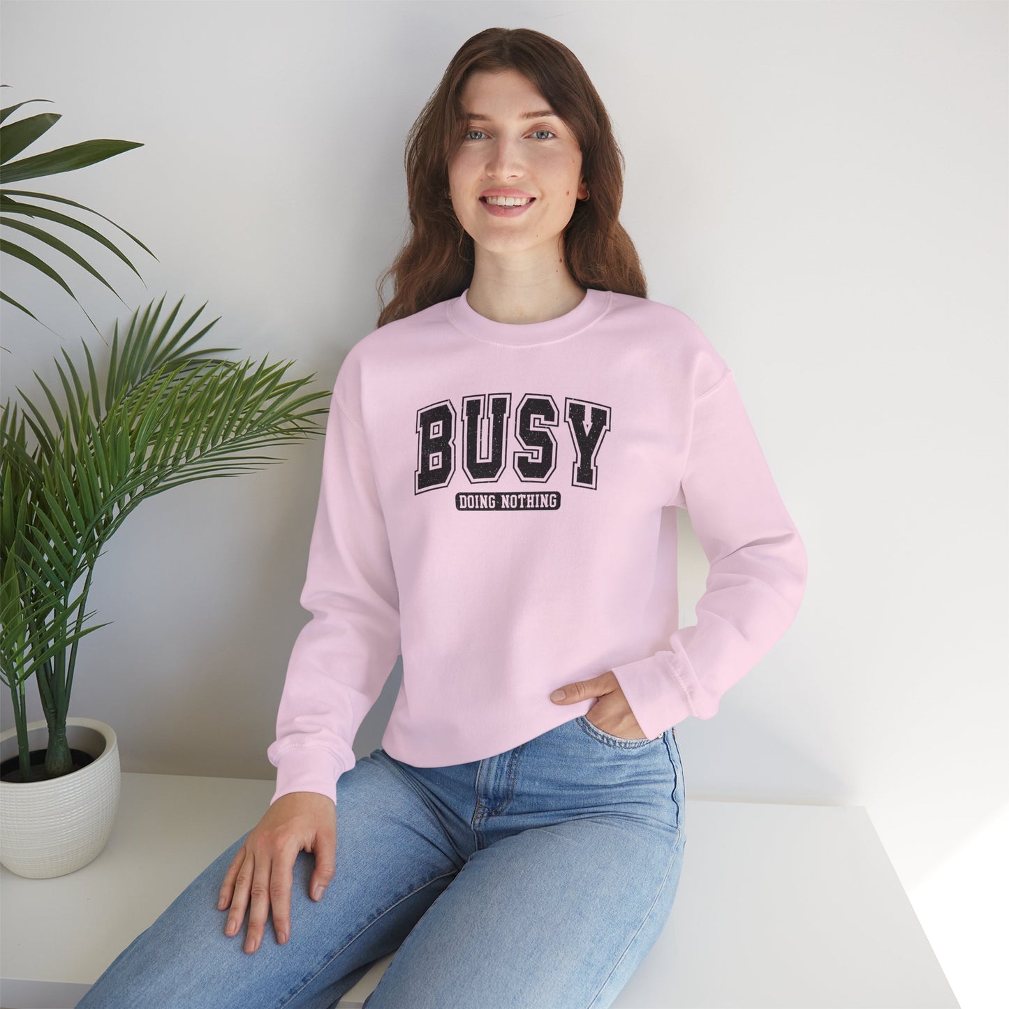 Busy Doing Nothing Cozy Crewneck Sweatshirt
