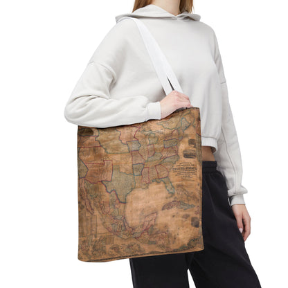 Vintage United States Map Tote Bag  Distressed Antique World Map All-Over Print Tote