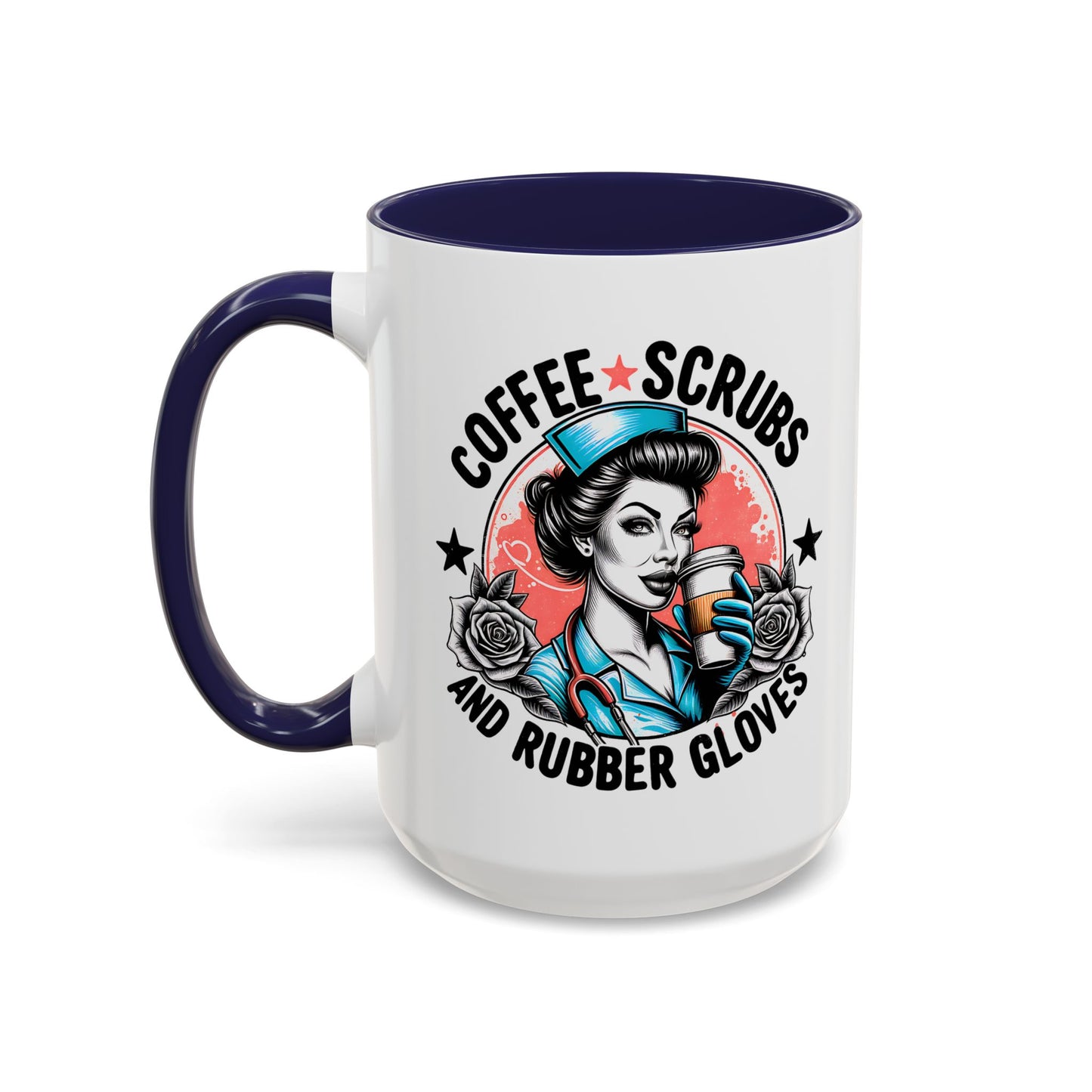 Coffee Scrubs and Rubber Gloves Coffee Lover's Accent Mug: Perfect for Nurses, Gifts for Healthcare Workers, Funny Medical Gifts, Kitchen Decor, Unique Coffee Mugs