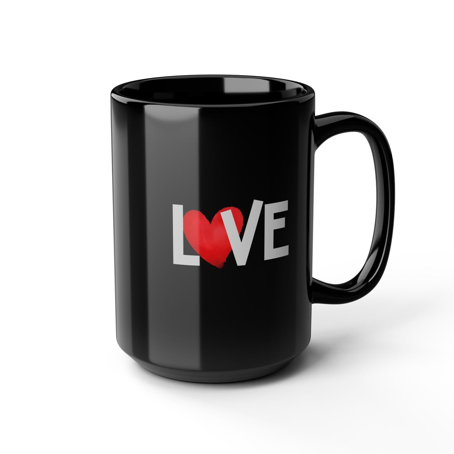 The LOVE Mug 15oz Ceramic Black Mug with Glossy Finish