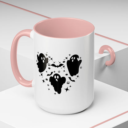Halloween Ghost Heart Coffee Mug - Spooky Mug for Halloween, Cute Ghost Decor, Trick or Treat Mug, Goth Coffee Cup, Halloween Gift