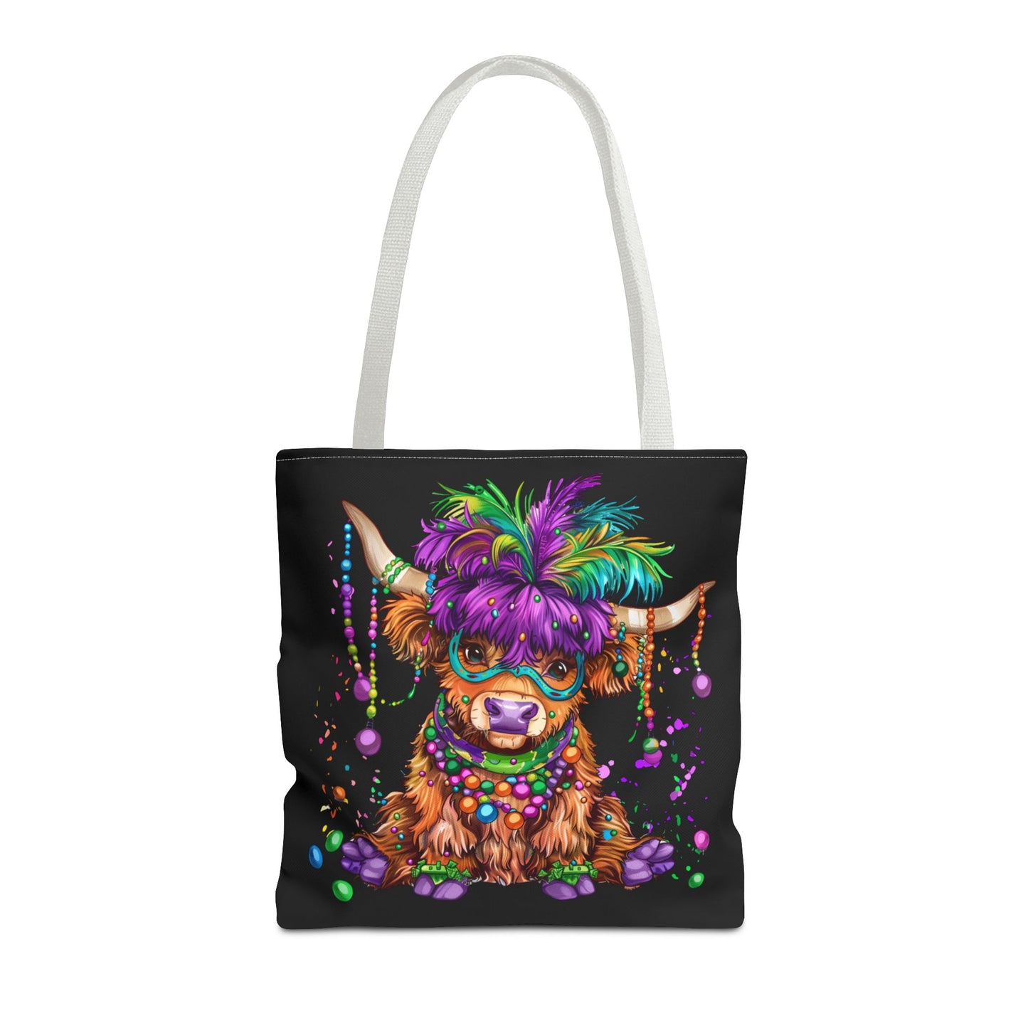 Mardi Gras Highland Cow Tote