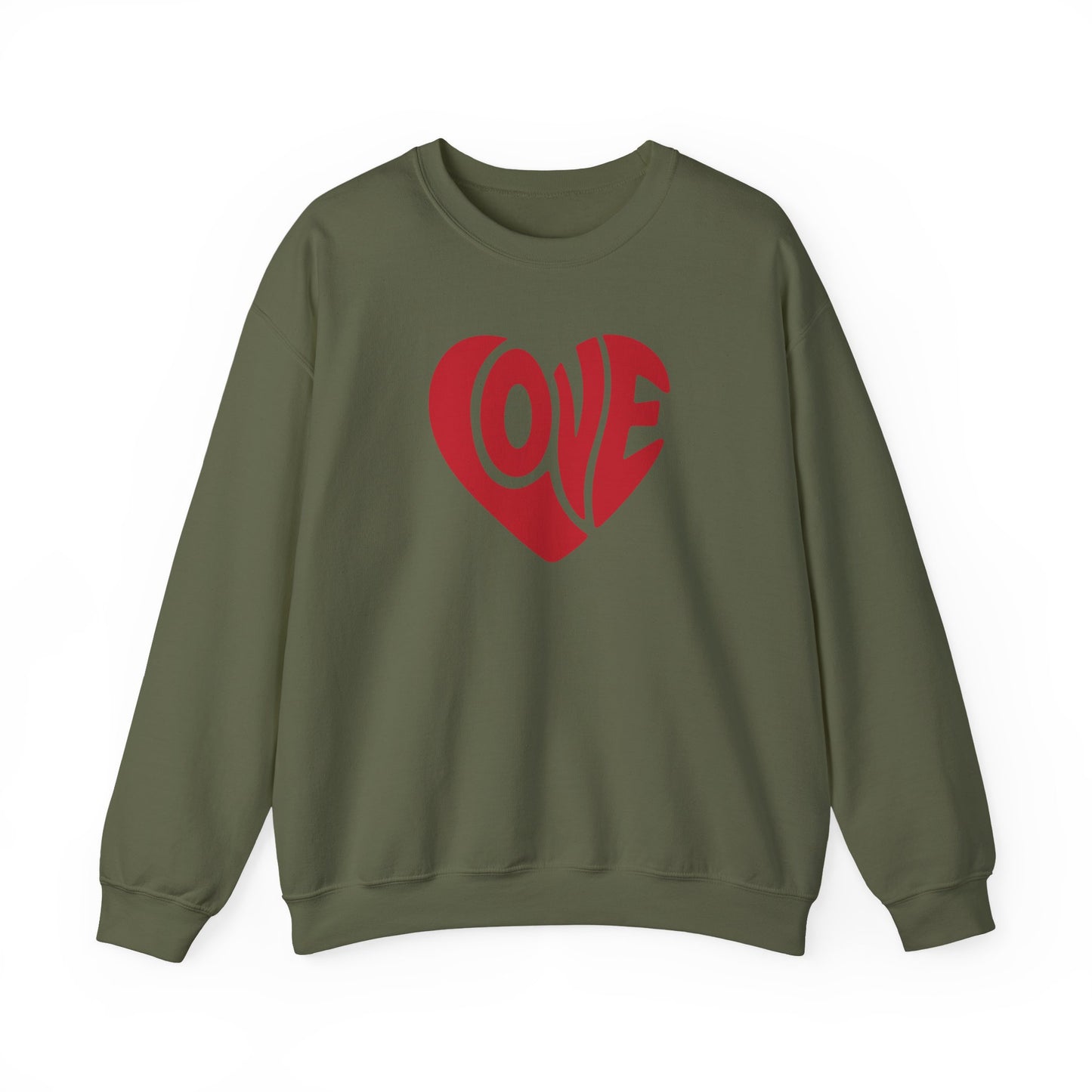 Love Heart Crewneck Sweatshirt — Retro Red Valentine Pullover
