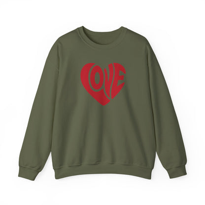 Love Heart Crewneck Sweatshirt — Retro Red Valentine Pullover