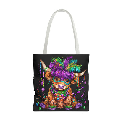 Mardi Gras Highland Cow Tote