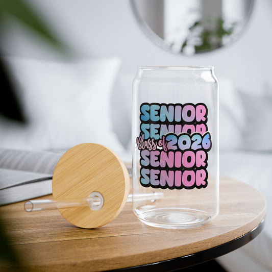Senior Class of 2026 Sipper Glass Graduation Drinkware Cup for Graduates Senior Gift Reusable Glass Tumbler