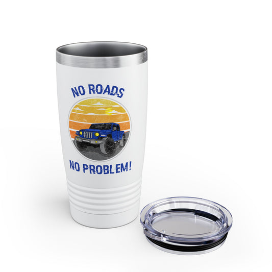 Retro Jeep Gladiator Adventure Tumbler, 20oz No Roads No Problem! Travel Mug Jeep Lover Gift Outdoor Adventure Camping Road Trip