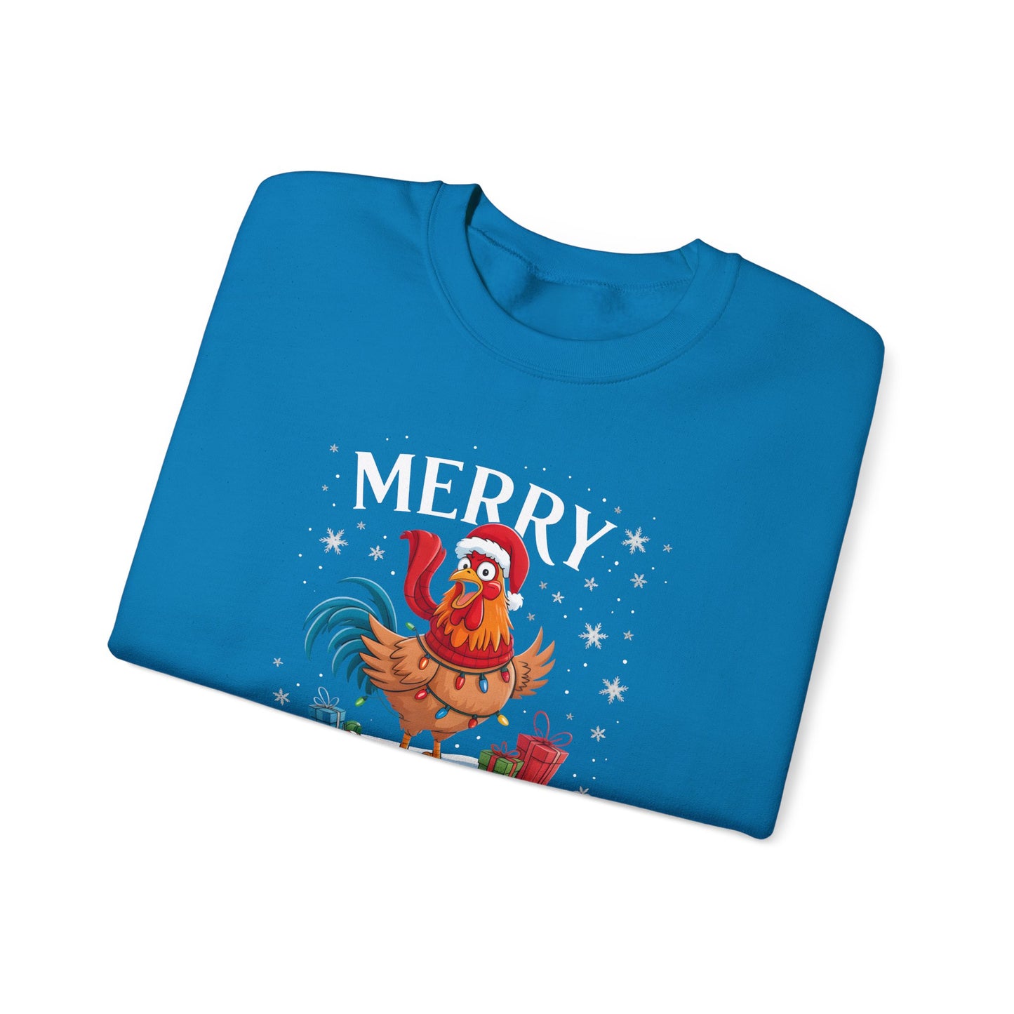 Christmas Rooster Sweatshirt - "Merry F‑Caw‑F" Funny Holiday Pullover