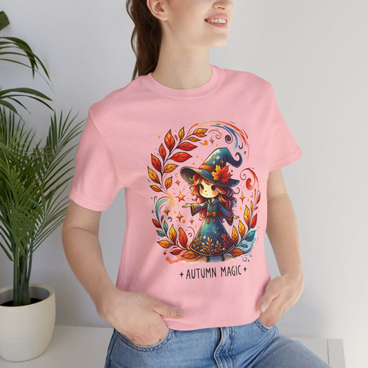 Autumn Magic Witch Tee, Fall Apparel, Halloween Shirt, Unisex Casual Tee, Seasonal Clothing, Gift for Witches
