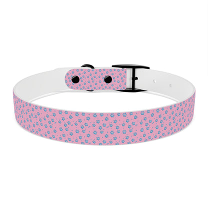 Pink Floral Paw Print Dog Collar — Cute Small Dog Collar for Puppies & Adults