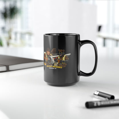 Aircraft Mechanics 15OZ Black Mug — Vintage Plane Crew Coffee Cup