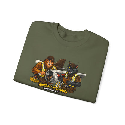 Aircraft Mechanics Crewneck Sweatshirt — Vintage Plane Techs Graphic
