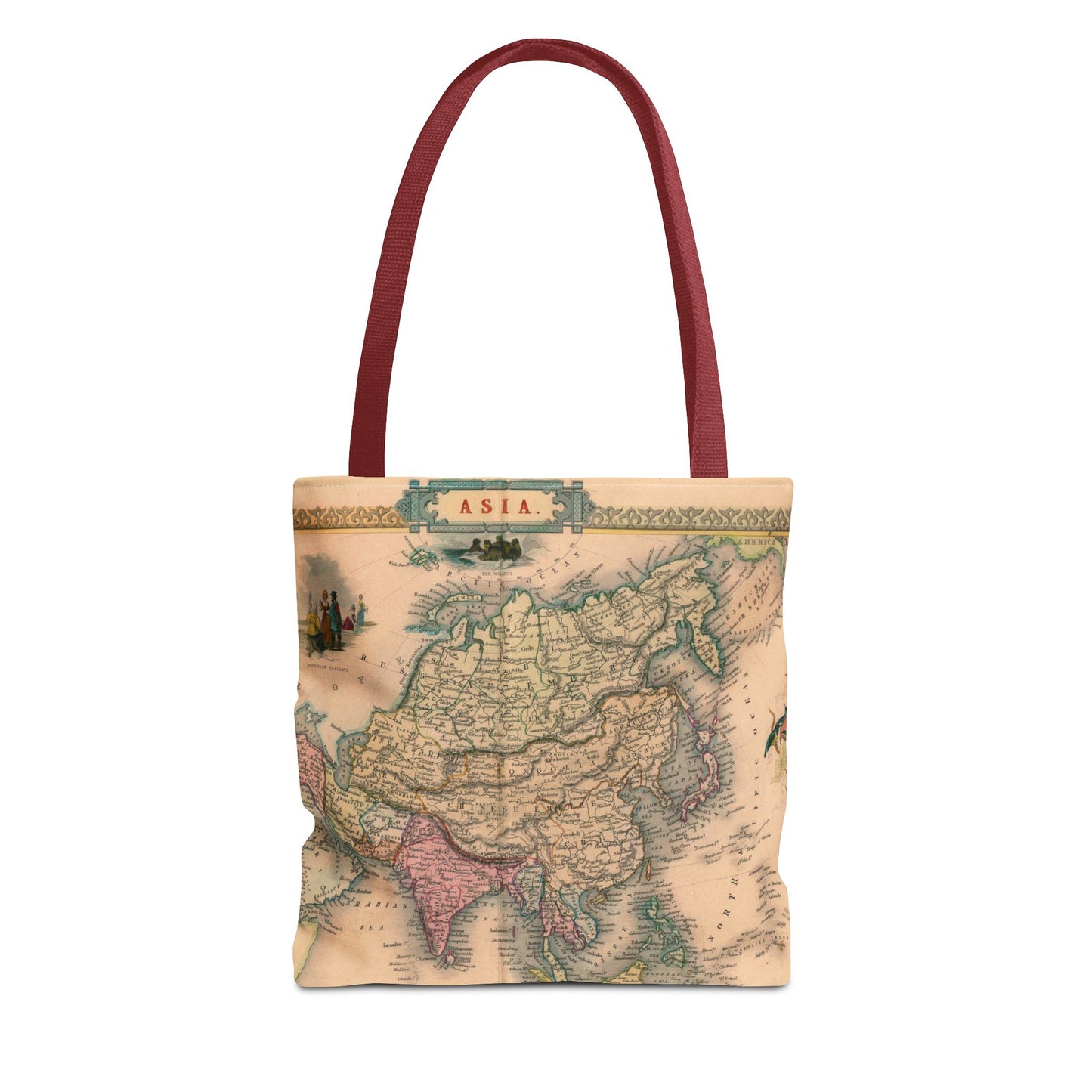 Vintage Map of Asia Tote Bag 3 Sizes