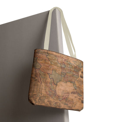 Vintage United States Map Tote Bag  Distressed Antique World Map All-Over Print Tote