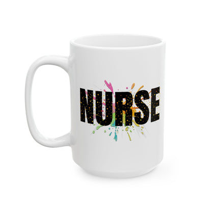 Splatter Paint NURSE 15oz White Coffee Mug