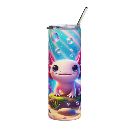Cute Axolotl 20oz Stainless Steel Tumbler Travel Mug with Lid and Straw