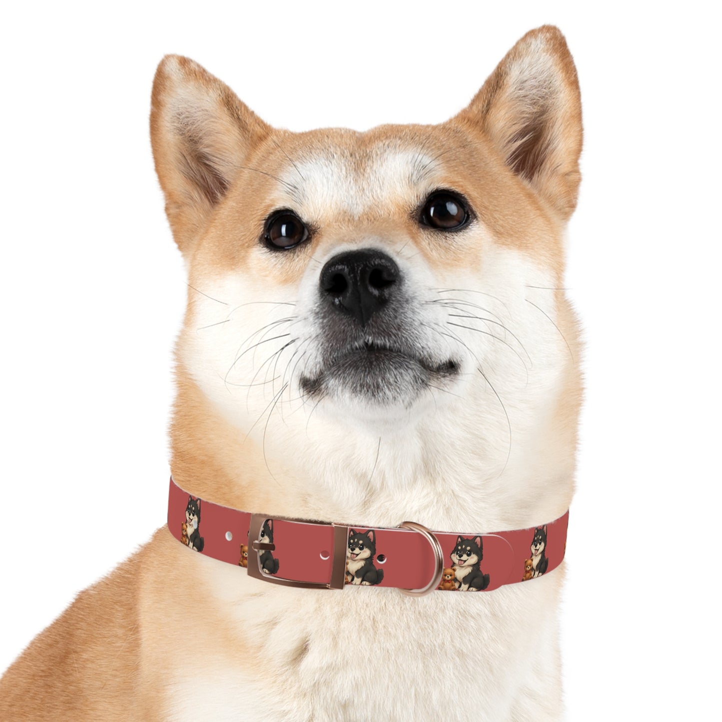 Red  Husky Pattern Dog Collar — Cute Puppy Print Collar for Small & Medium Dogs