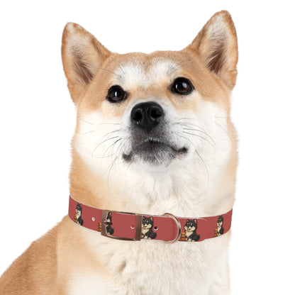 Red  Husky Pattern Dog Collar — Cute Puppy Print Collar for Small & Medium Dogs