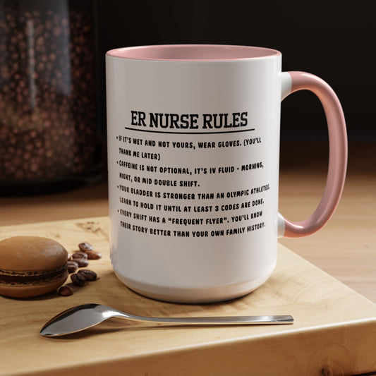 Nurse Rules Coffee Mug Funny Gift for Nurses Healthcare Professional Cup Nurse Appreciation Medical Humor Mug ER Nurse Style