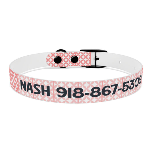 Personalized Pink Geo Dog Collar — Custom Name & Phone Number